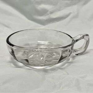 Clear Cut Glass Starburst Handled Bowl, Vintage EUC